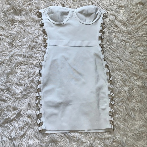 Revolve White Bandage with Gold Buckles Dress (size Small) - Picture 2 of 3